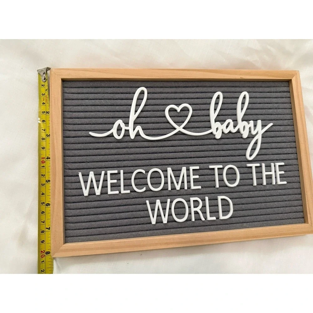 Oh Baby Welcome to the World Felt Sign Photo Prop Baby‎ Shower Nursery Decor